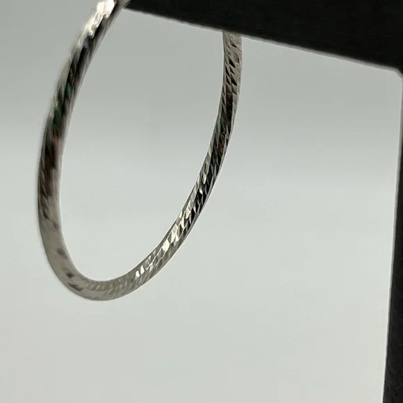 TexturedSterling Silver Hoop Earrings - Picture 4 of 5